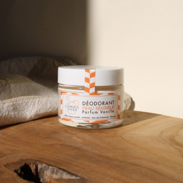 Déodorant crème spécial peau sensible au parfum de vanille de la marque Clémence & Vivien