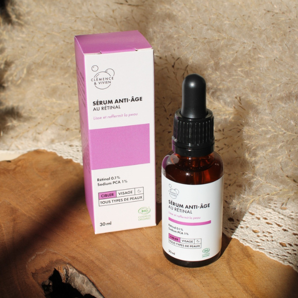 Sérum anti-âge - au rétinal - lissant, raffermissant, antioxydant et hydratant de la marque Clémence & Vivien