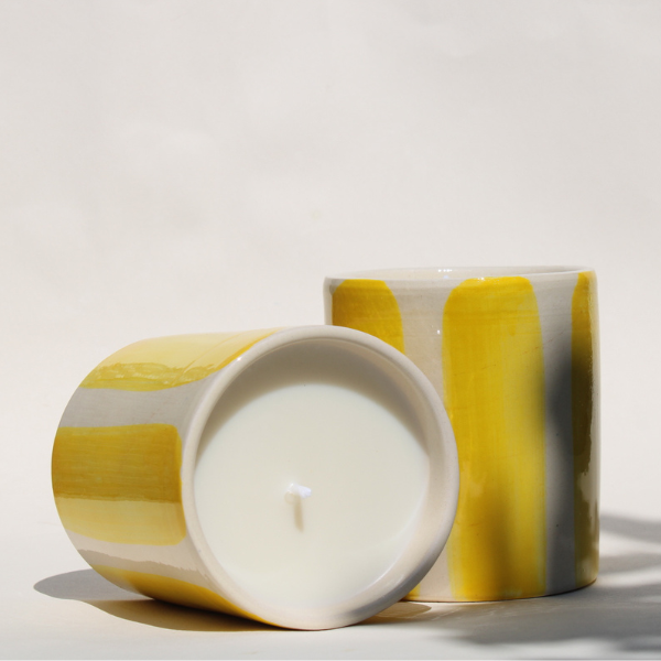 Bougie céramique émaillée parfum Monoï fabriqué à la main en France