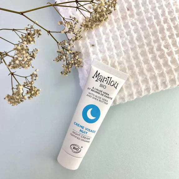 Crème Visage Nuit à l'Aloé Vera et Beurre de Karité de la marque Marilou Bio