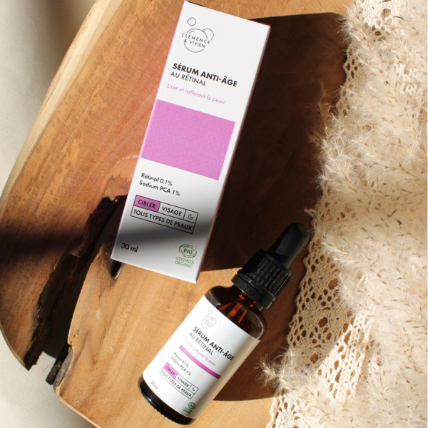 Sérum anti-âge - au rétinal - lissant, raffermissant, antioxydant et hydratant de la marque Clémence & Vivien