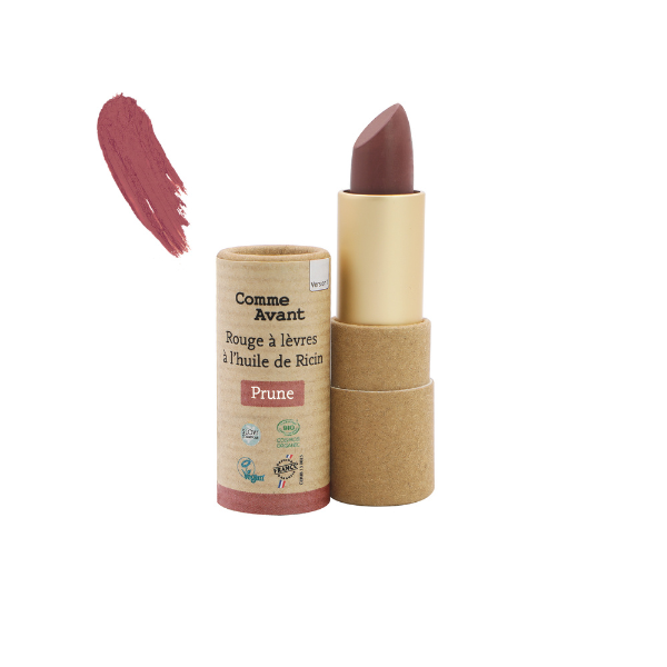Rouge à lèvres à l'huile de ricin couleur prune de la marque Comme Avant