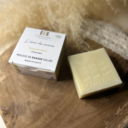 Mousse de rasage solide bio - Ecorce de Cédrat - Apaise & nourrit - Capitaine Cosmétiques - Made In France