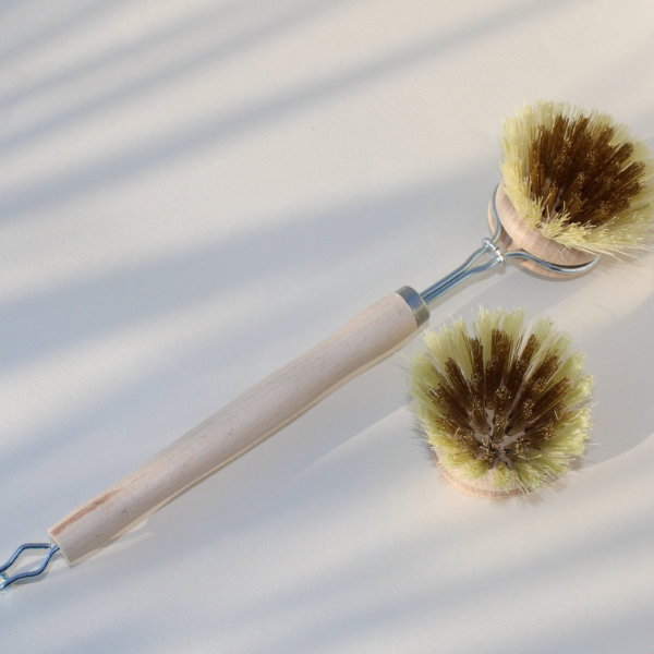 Recharge brosse vaisselle laiton et fibres naturelles bois