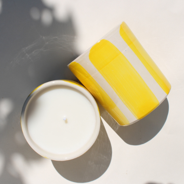 Bougie céramique émaillée parfum Monoï fabriqué à la main en France