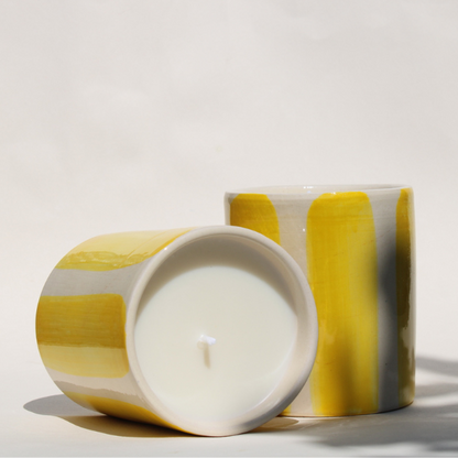 Bougie céramique émaillée parfum Monoï fabriqué à la main en France