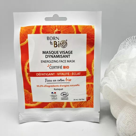 Masque visage dynamisant en tissu de la marque Born To Bio