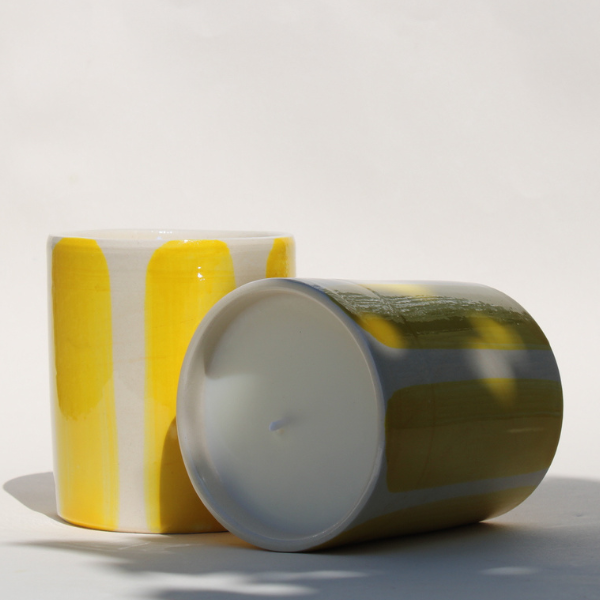 Bougie céramique émaillée parfum Monoï fabriqué à la main en France