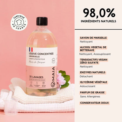 Lessive concentrée lavant & protecteur au parfum de fleur de cerisier de la marque Maia Home
