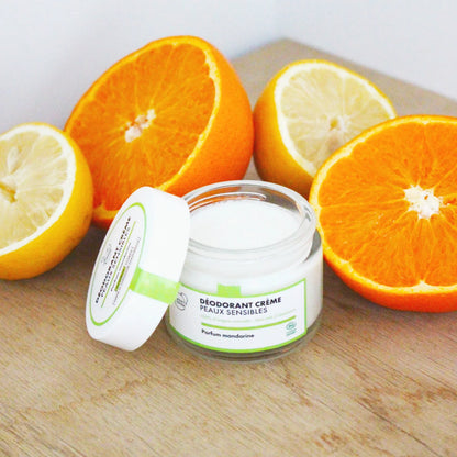 Déodorant solide peau sensible au parfum Mandarine de la marque Clémence & Vivien