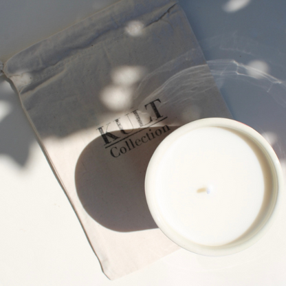 Bougie céramique émaillée parfum Monoï fabriqué à la main en France