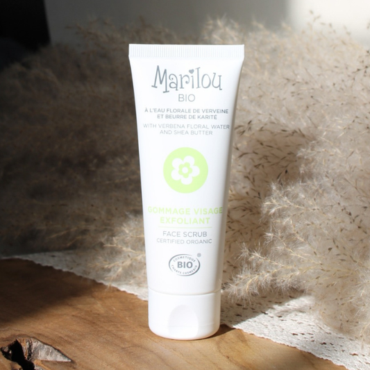 Gommage Visage Exfoliant à l'eau florale de verveine et beurre de karité, fabriqué en France