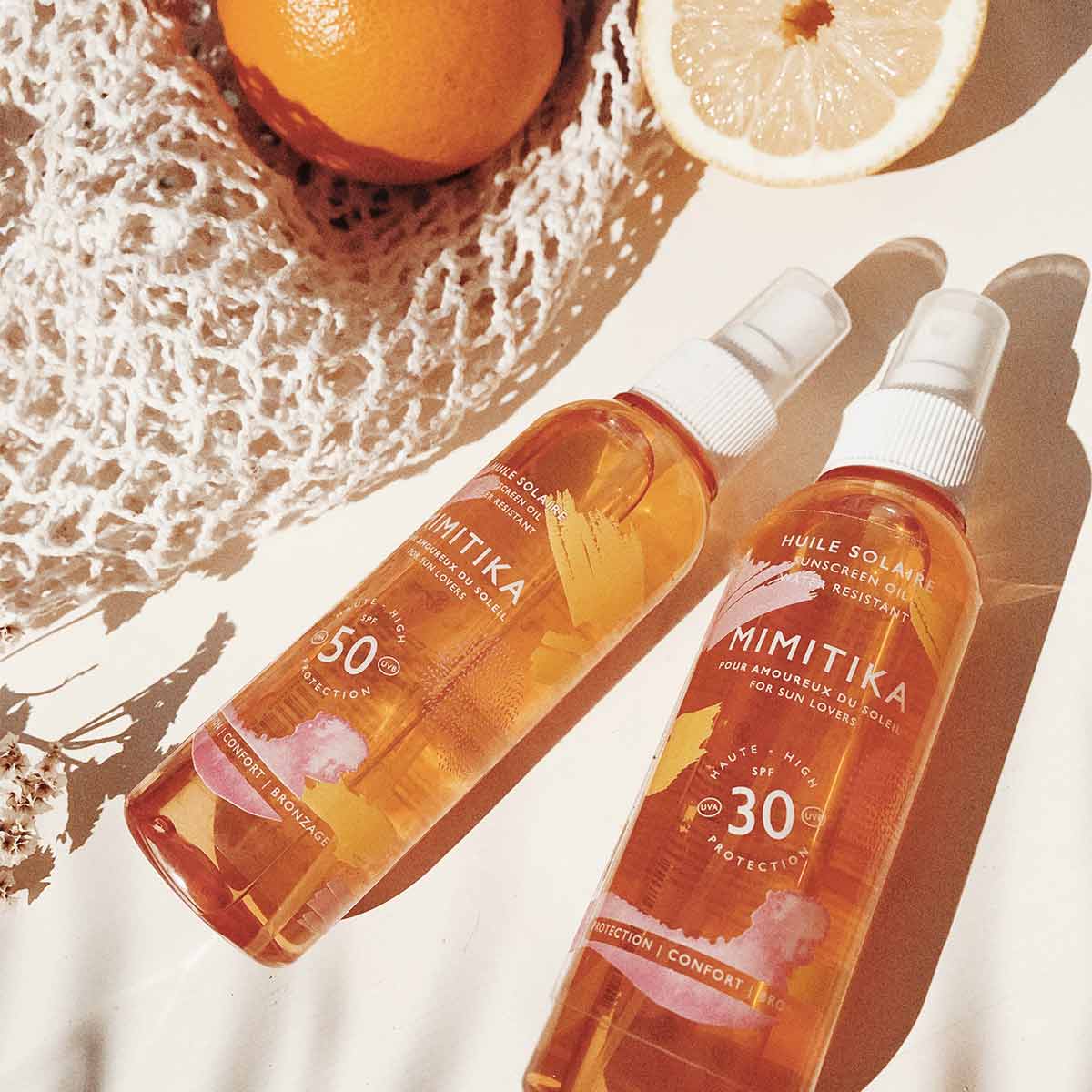 Huile solaire spf50 de la marque Mimitika